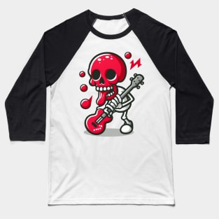 red skull and red guitar Baseball T-Shirt